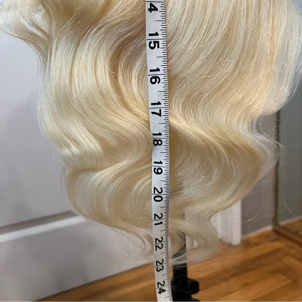26” Bleach Blonde Body Wave 13x6 HD Lace Front Wig Human Hair 200% Density #CD1
